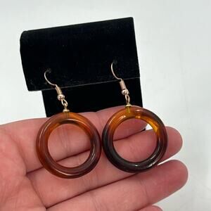 Vintage Boho Brown resin hoop earrings